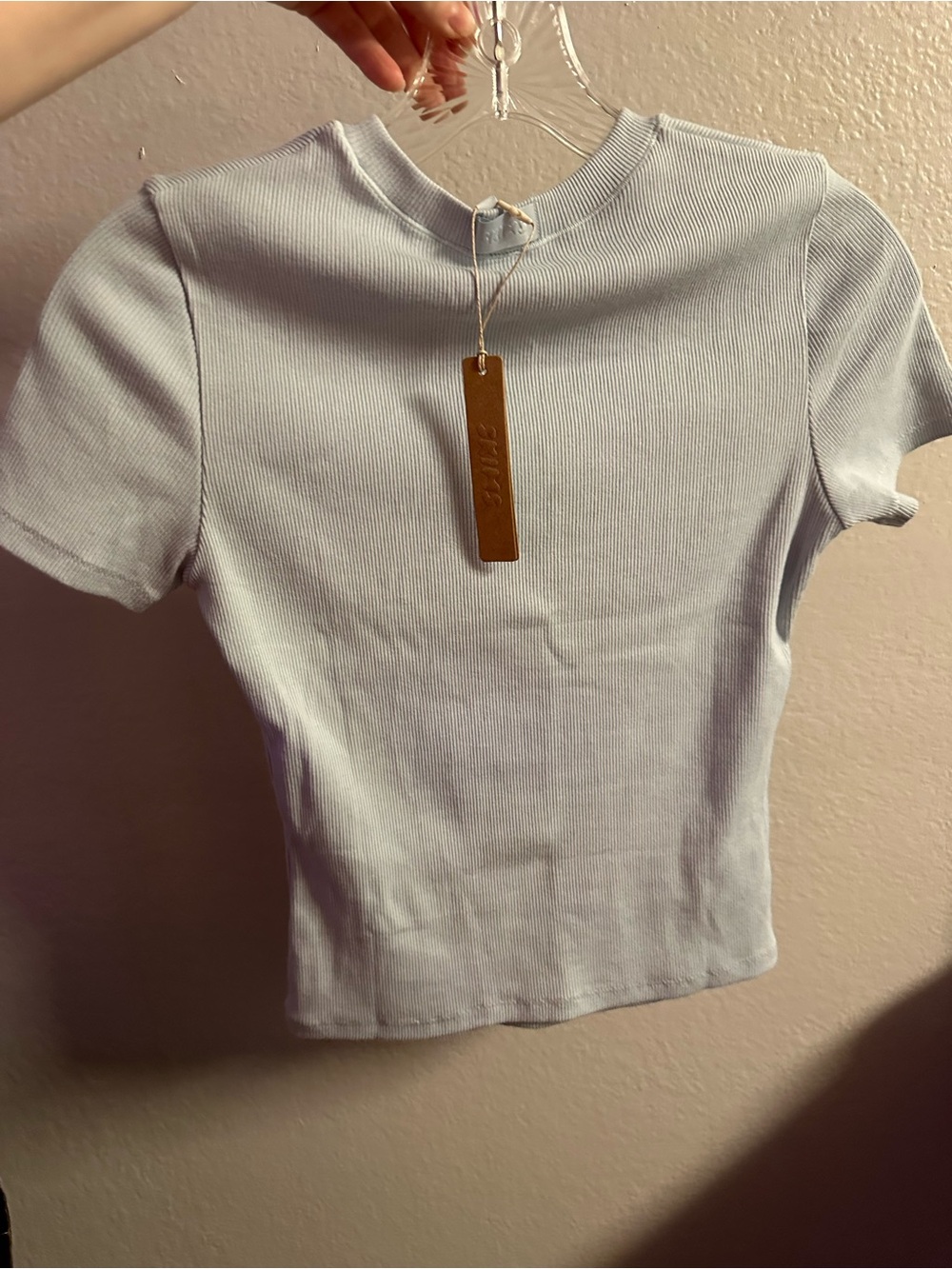New $50 Skims Cotton Rib T-shirt Size Small Color Opal